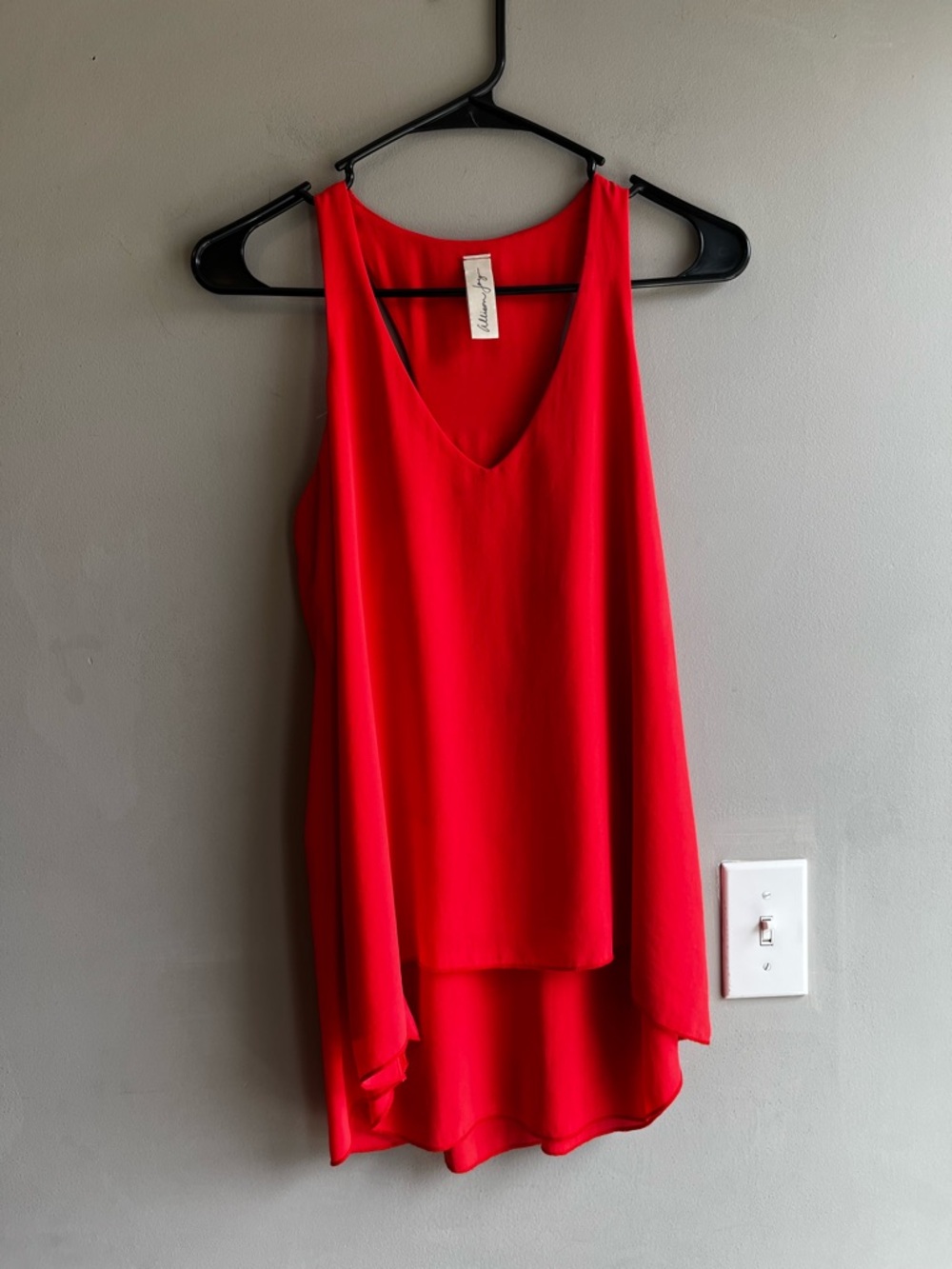 Alison Joy Bright Red V-Neck Sleeveless Tunic Top Size Small